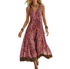 Printed Sleeveless V-Neck Maxi Dress