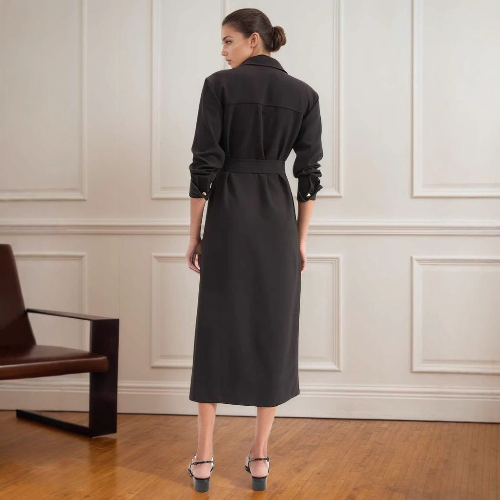 Black Button-Front Shirt Dress