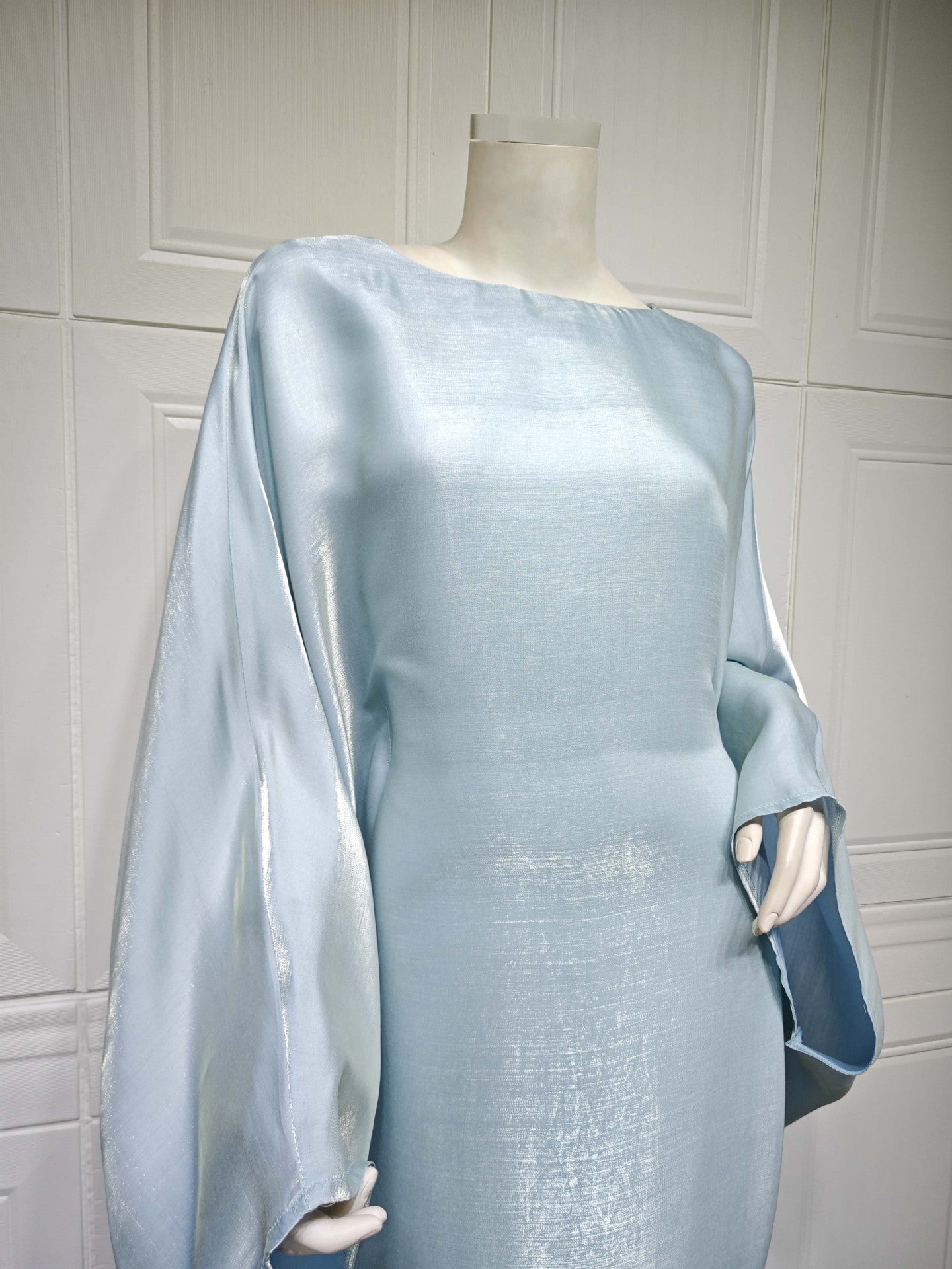 Shiny Satin Belted Maxi Dress
