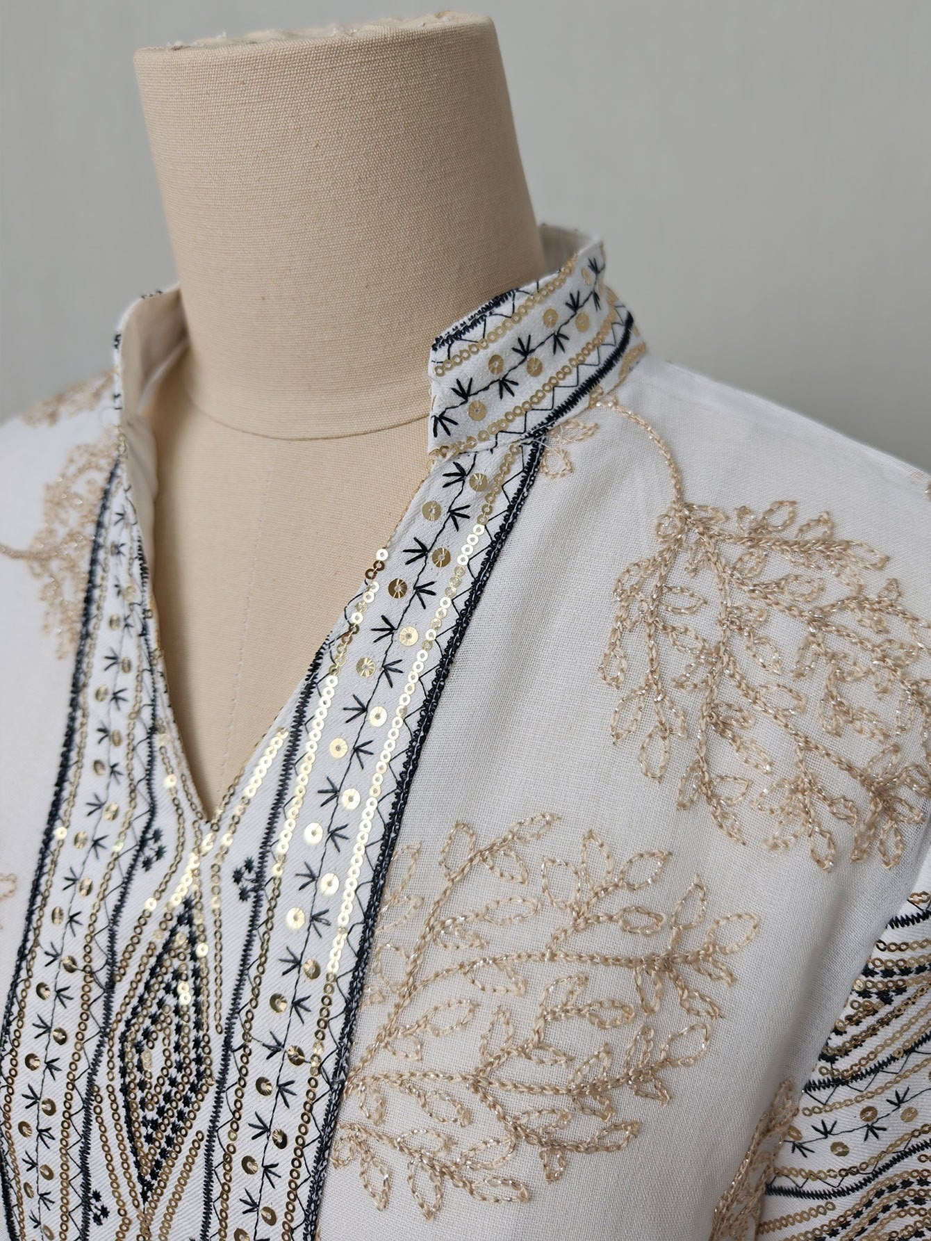 Long-Sleeve Embroidered Floral Maxi Dress
