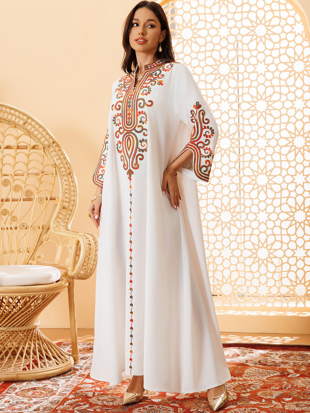 Embroidered Pullover Maxi Dress
