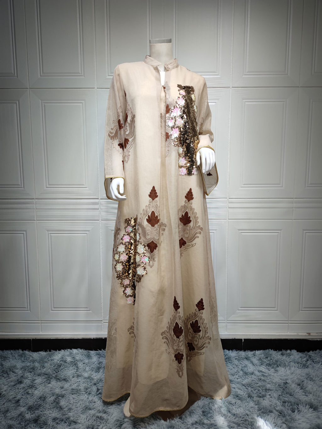 Beaded Sequin Evening Gown