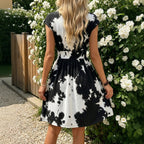 V-Neck Printed Short Sleeve Plus Size Dress for Women