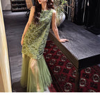 Beaded Chiffon Maxi Dress