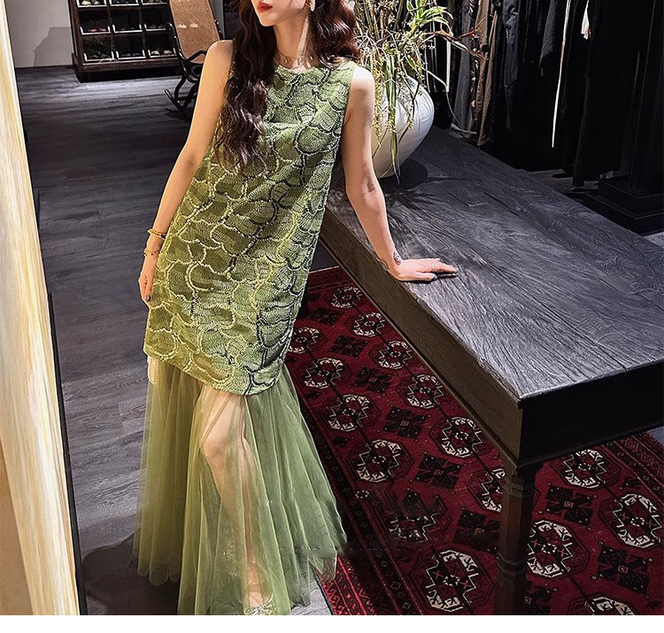 Beaded Chiffon Maxi Dress