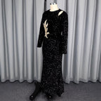 Sequin Round-Neck Maxi Dress