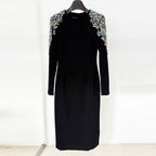 Studded Diamond Long Sleeve Midi Dress for Women, Evening