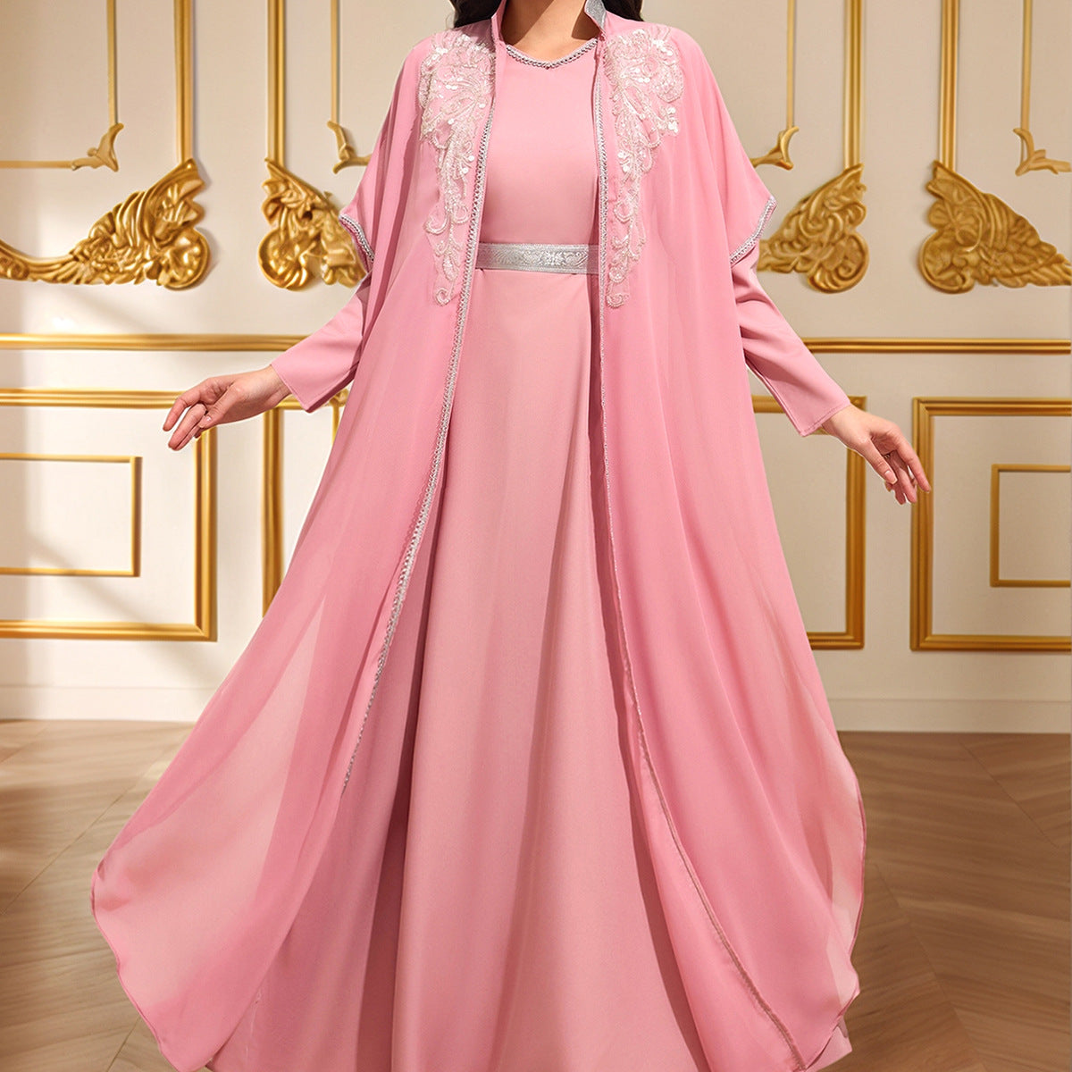 Pink Sequin Maxi Dress