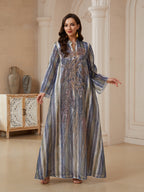 Mesh Sequin Embroidered Maxi Dress