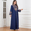 Navy Rope-Embroidered Robe Dress