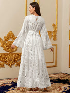 White Gold-Foil Maxi Dress