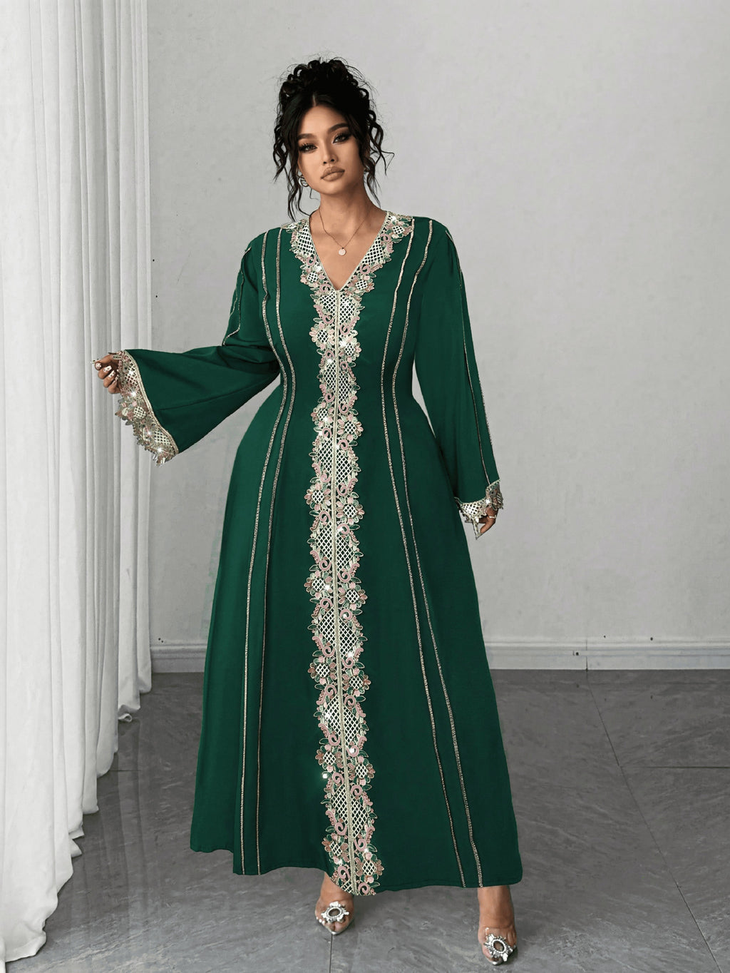 Lace Embroidered Plus-Size Maxi Dress