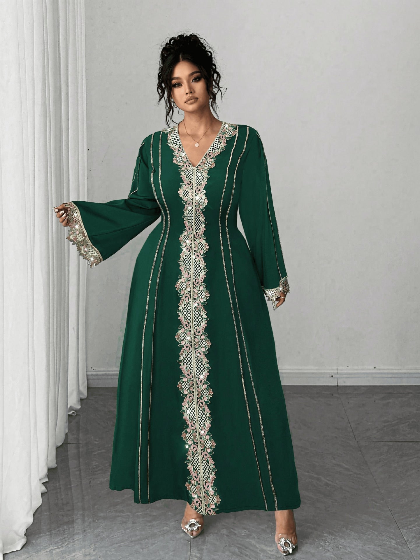 Lace Embroidered Plus-Size Maxi Dress