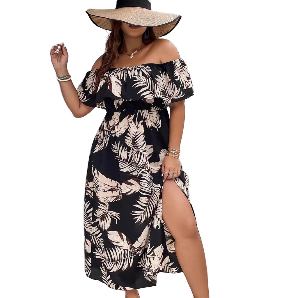 Plus-Size One-Shoulder Maxi Dress for women with sleeveless