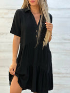V-Neck Short-Sleeve Midi Dress