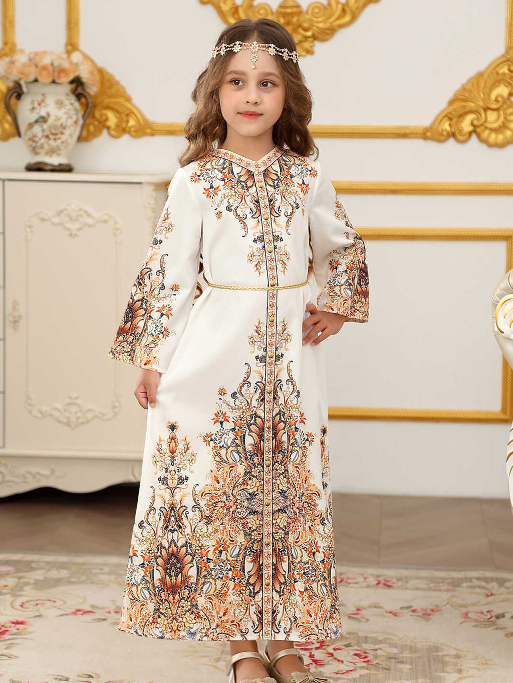 Satin Printed Mother & Daughter Maxi Dress