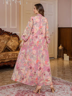Printed Beaded Robe Maxi Dress