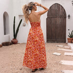 V-Neck High-Waist Sleeveless Maxi Dress for Women, Vacation Style