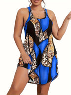 3D Floral Print Sleeveless A-Line Mini Dress for Women, Plus Size