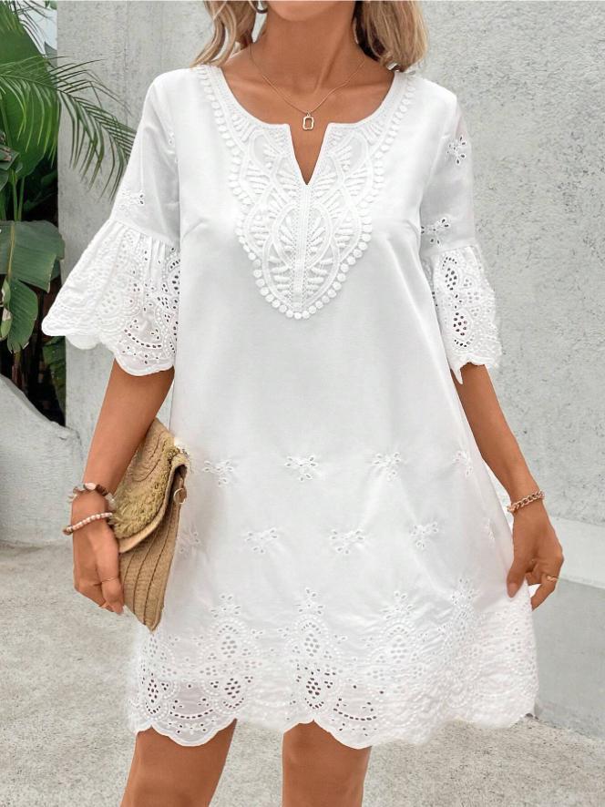 White Eyelet Midi Dress