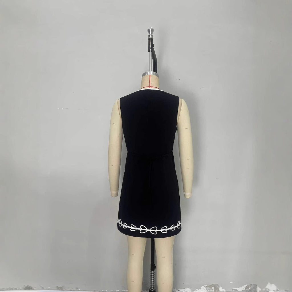 Single-Breasted Sleeveless Mini Skirt for Women