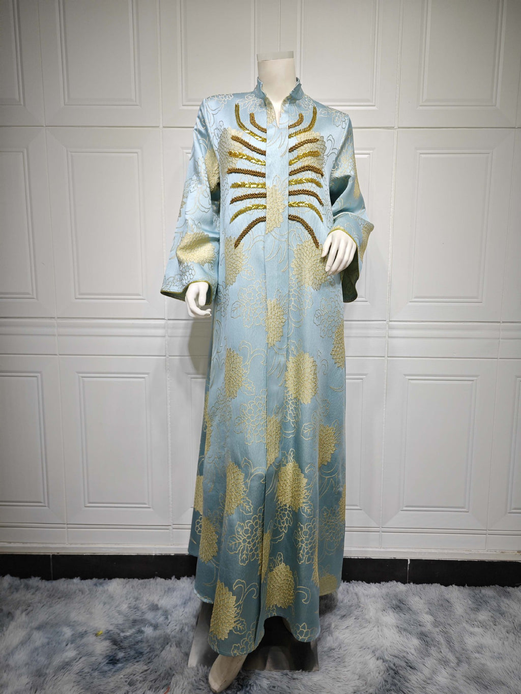 Embroidered V-Neck Maxi Dress