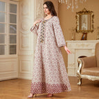 Burgundy Embroidered Applique Maxi Dress