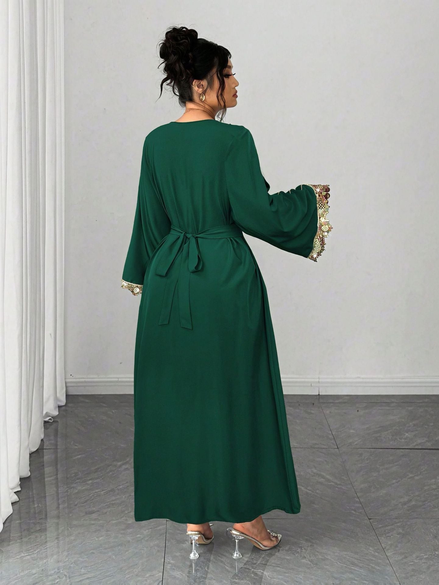 women's embroidered maxi dress in a modest covered style