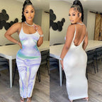 Printed Backless Maxi Dress