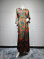 Printed Rhinestone Maxi Dress, Long Sleeve