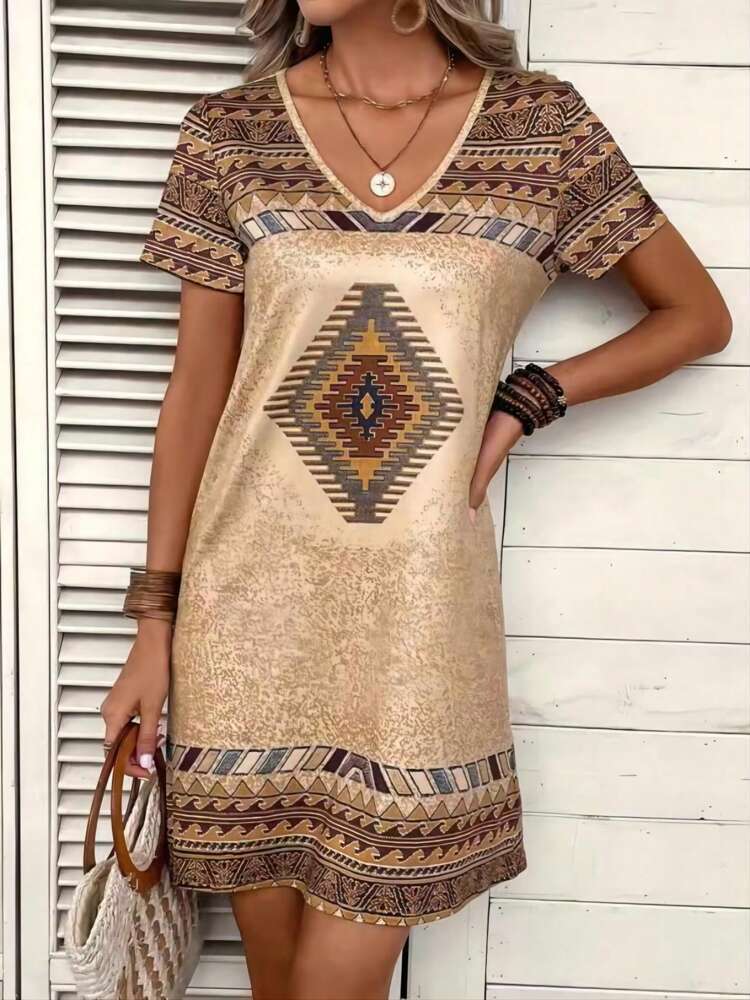 Geometric Print Mini Dress