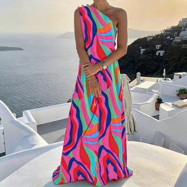 Rose Pink Off-Shoulder Maxi Dress