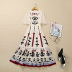 Embroidered Mesh High-Waist Midi Dress for Women