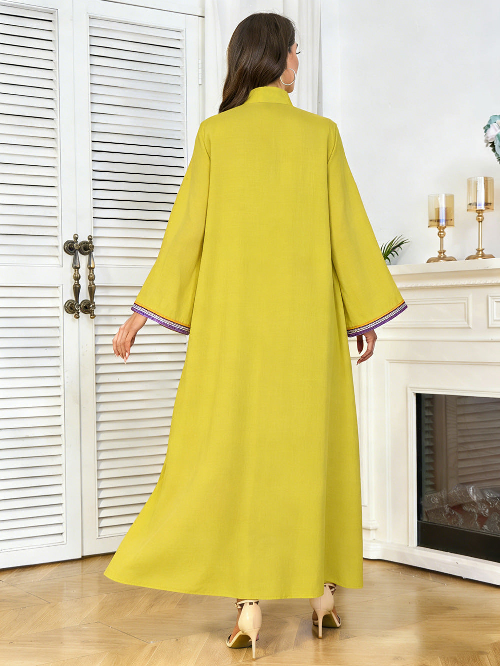 V-Neck Tassel Long-Sleeve Maxi Dress