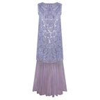 Beaded Embroidered Chiffon Maxi Dress