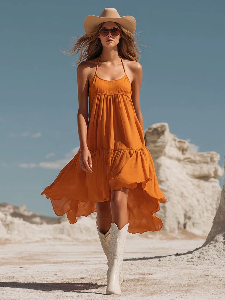 Bohemian Halter Midi Dress