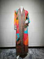 Rhinestone Printed Long-Sleeve Maxi Dress
