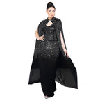 Rhinestone Cape Bodycon Maxi Dress