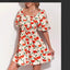 Floral Square-Neck Lantern-Sleeve Mini Dress for Women, A-Line