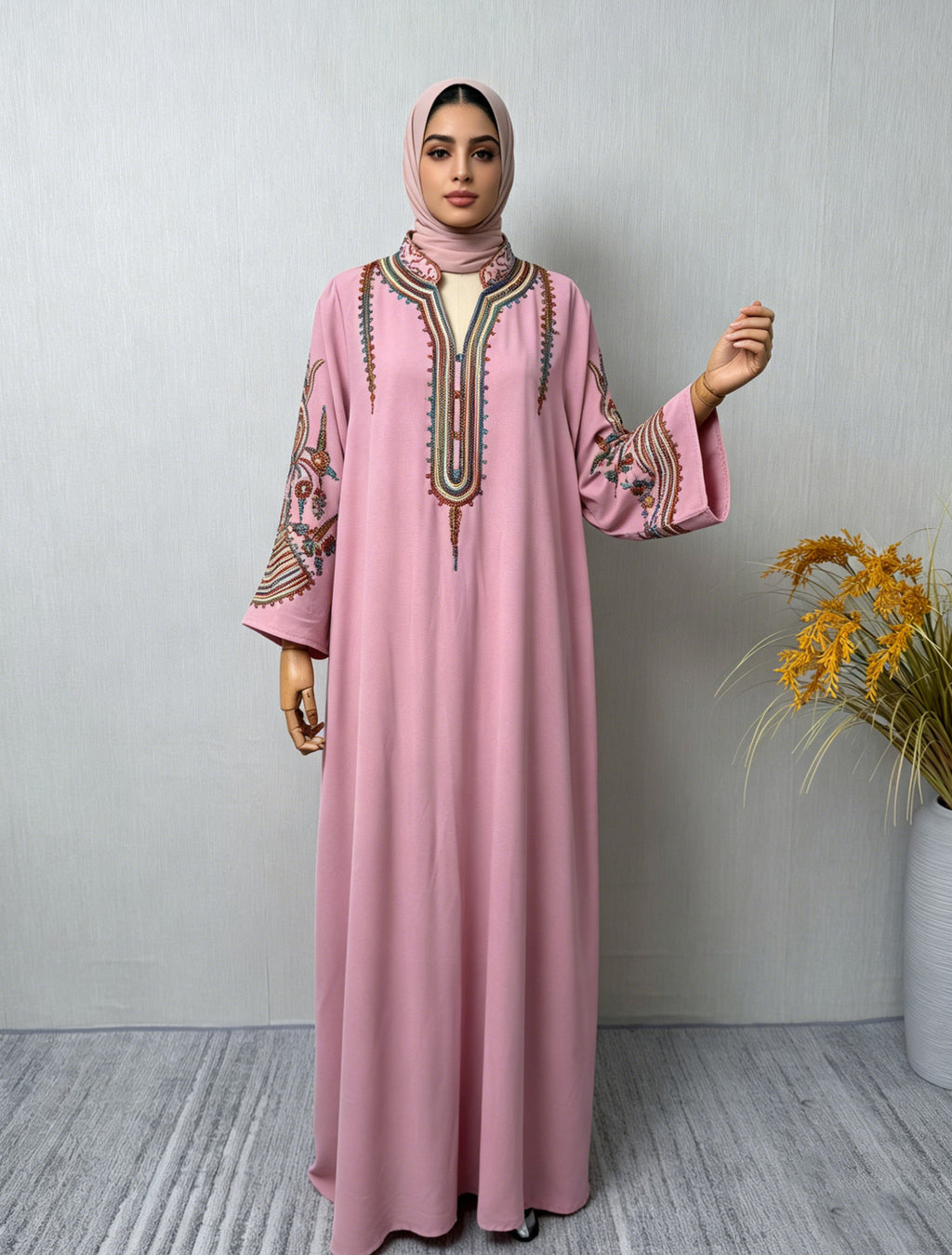 Embroidered Robe Dress