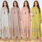V-Neck Tassel Long-Sleeve Maxi Dress