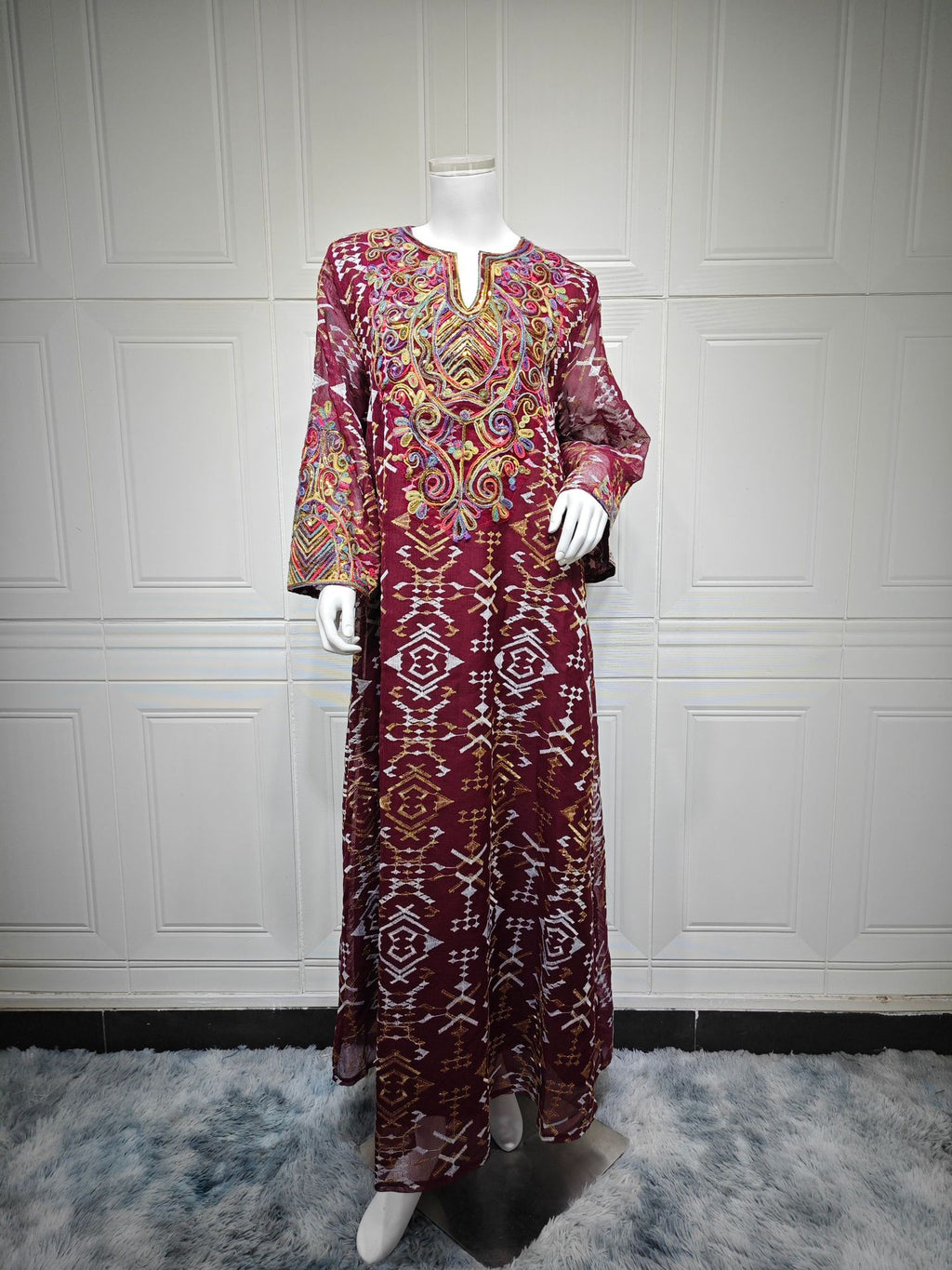 Mesh Patchwork Maxi Dress