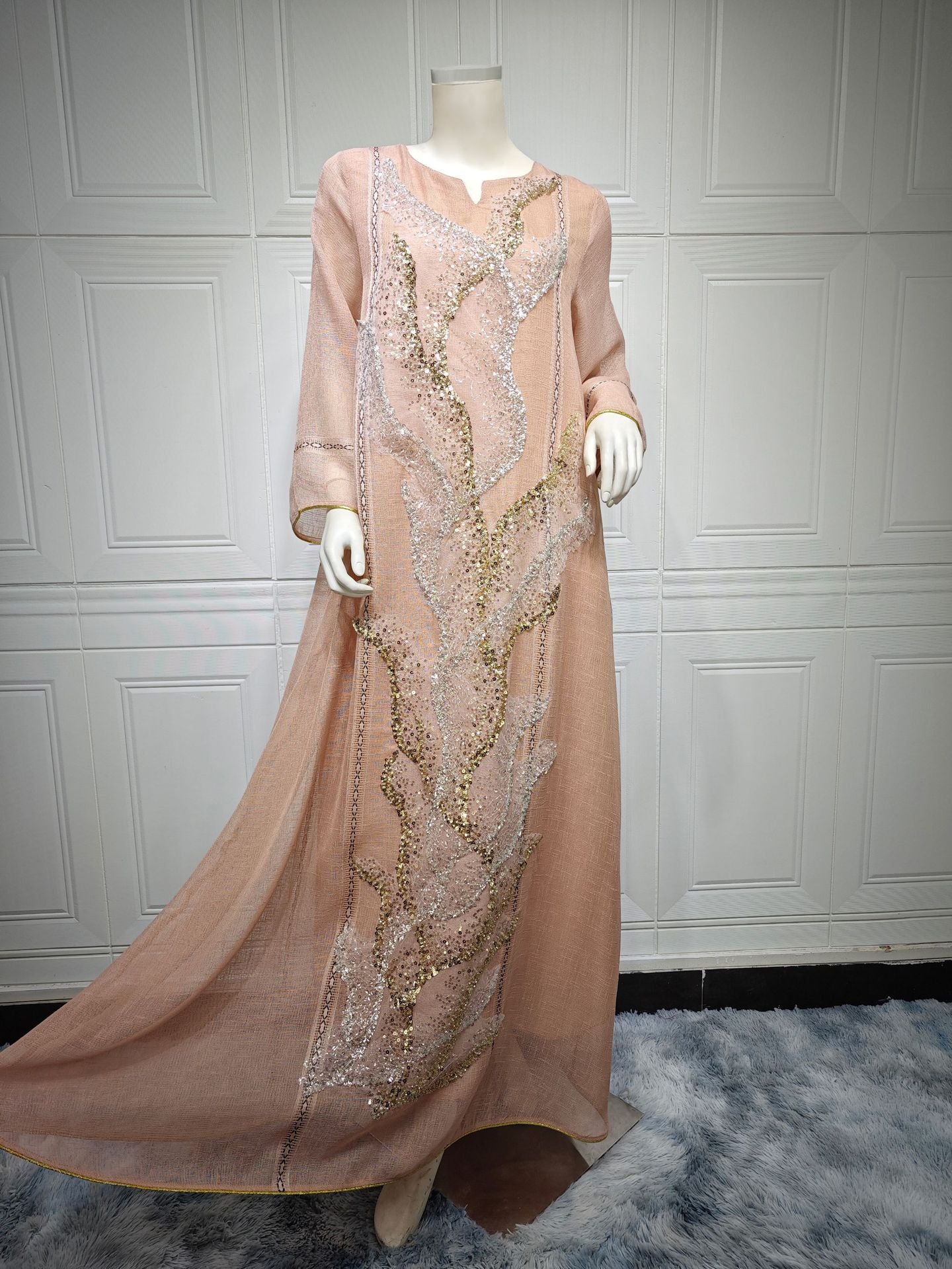 Sequin Mesh Maxi Dress