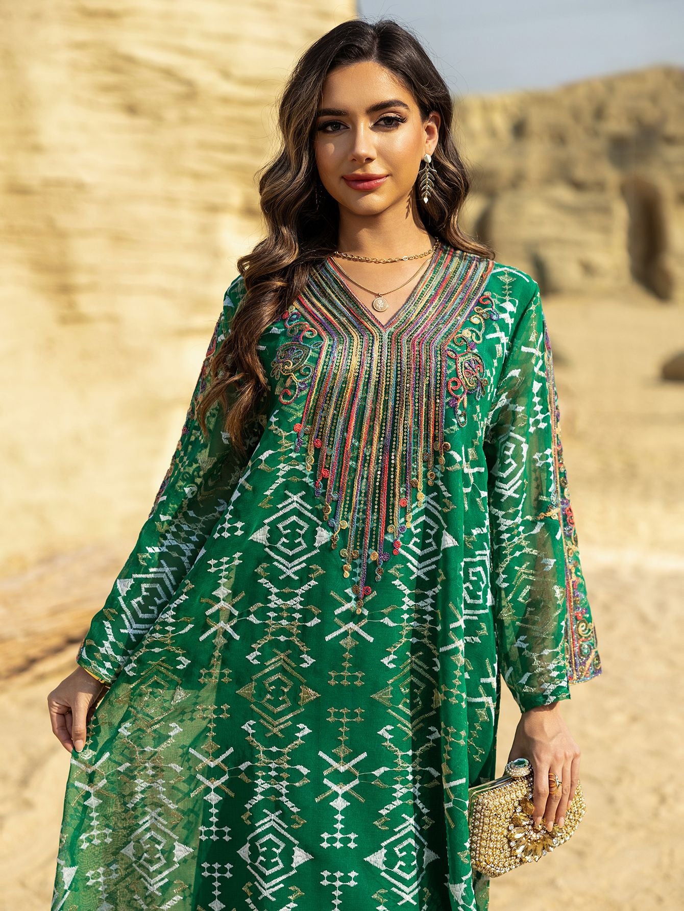 Embroidered Applique Maxi Dress