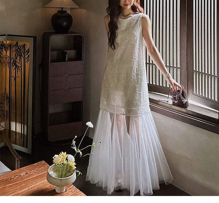 Beaded Chiffon Maxi Dress