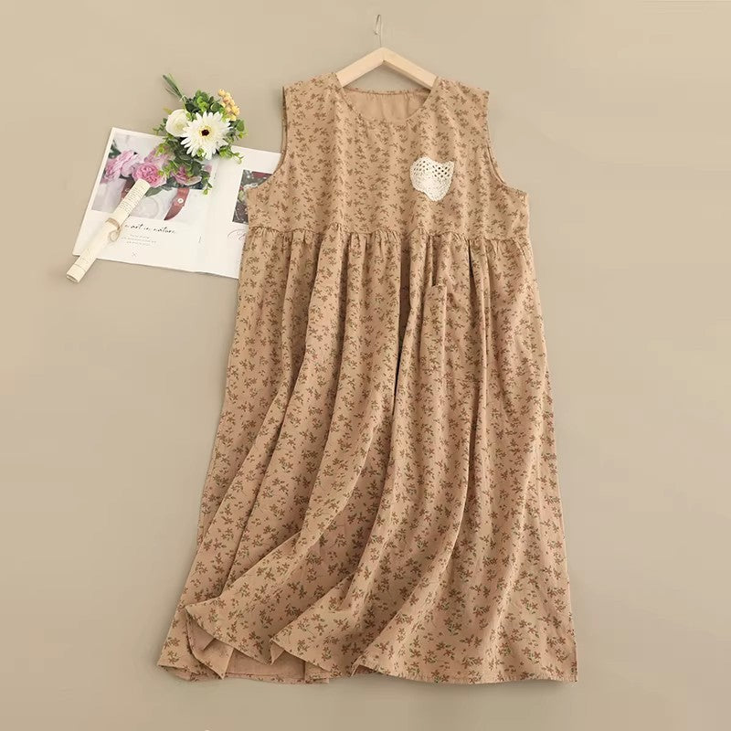 Solid Round-Neck Sleeveless Maxi Dress for Women, One Size