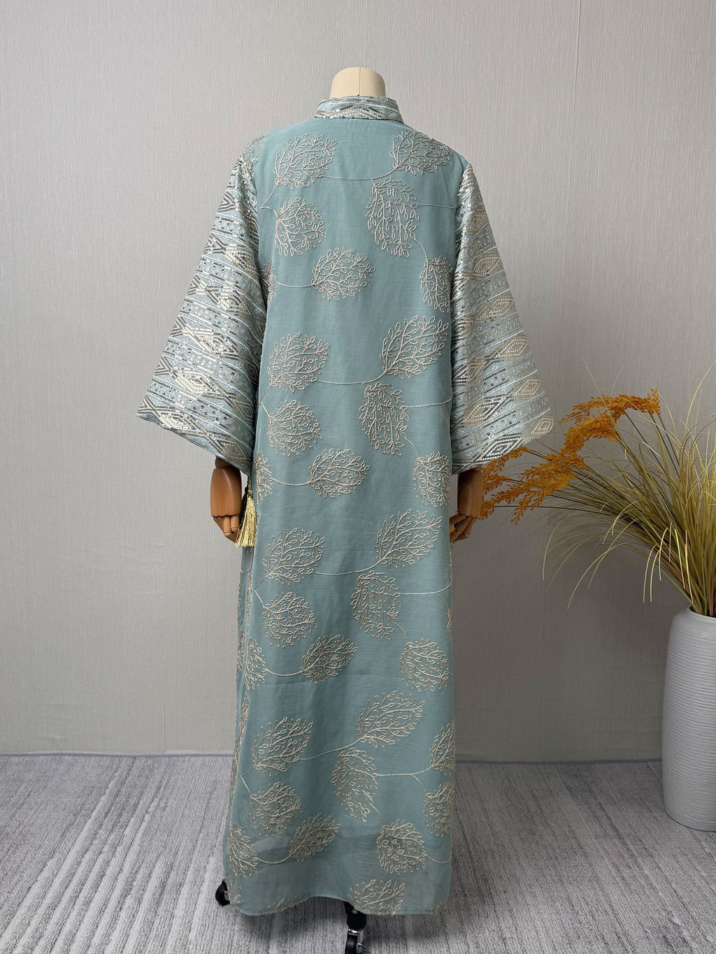 Embroidered Mesh Maxi Dress