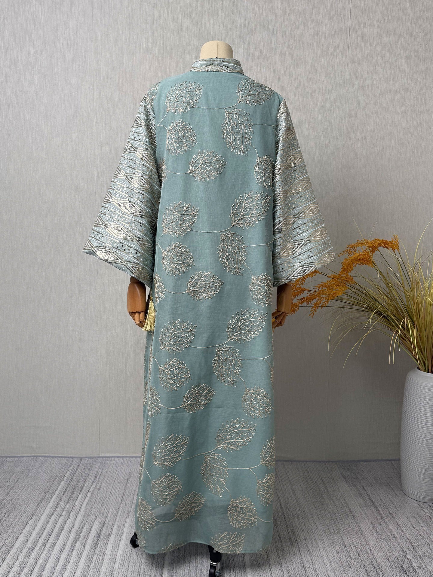 Embroidered Mesh Maxi Dress