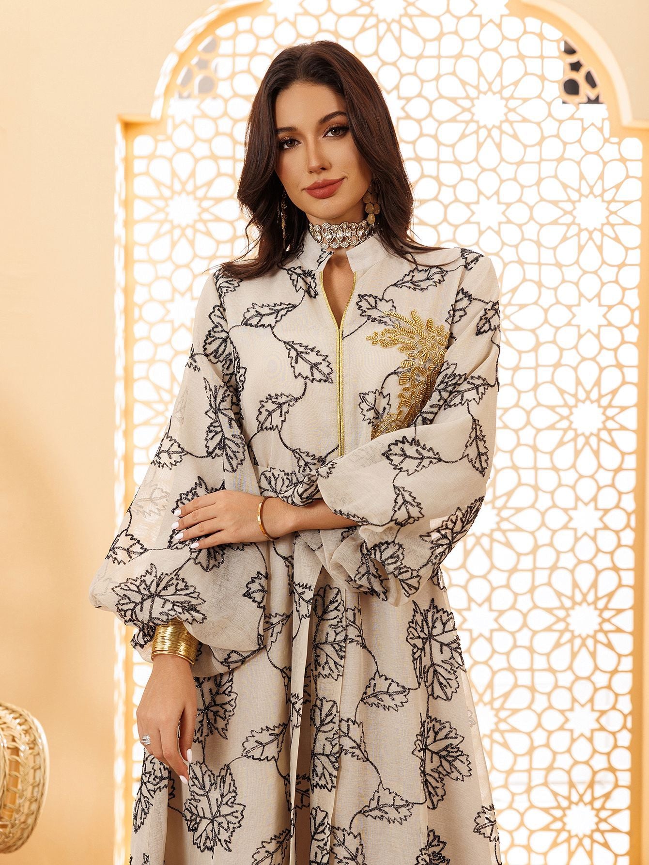 Embroidered Jalabiya Evening Gown