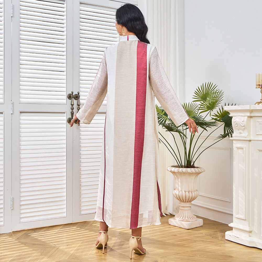 Embroidered Sequin Long-Sleeve Maxi Dress